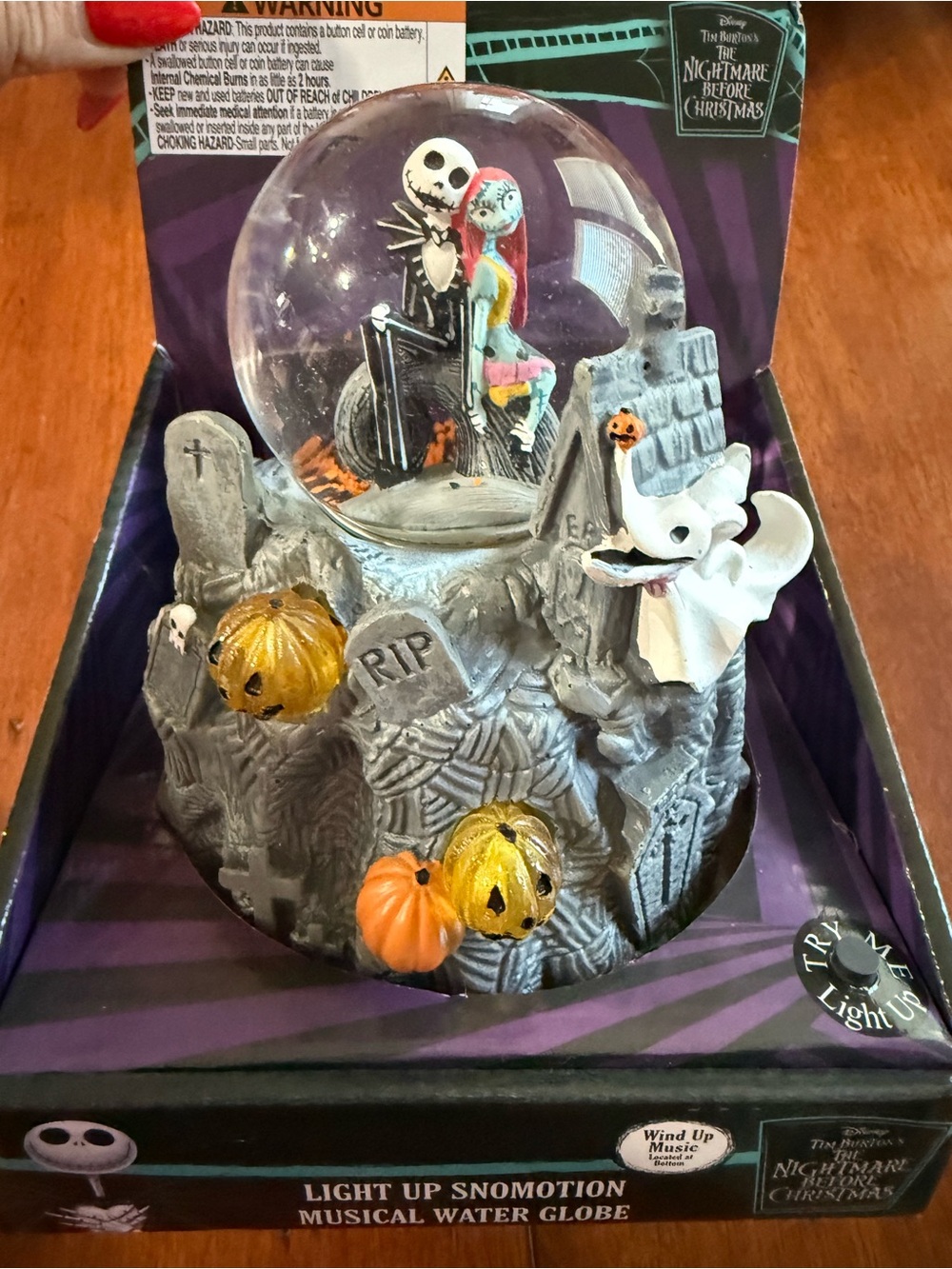Disney The Nightmare Before Christmas Snow Globe with lights -Jack and Sally